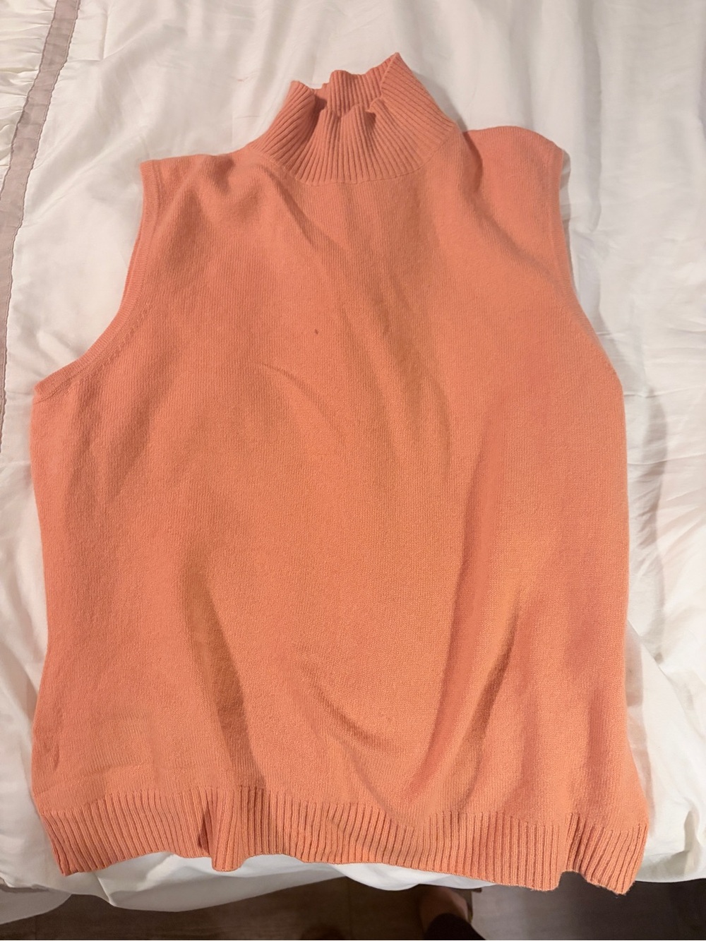 Sleeveless Mock Neck Cashmere Top - Peach